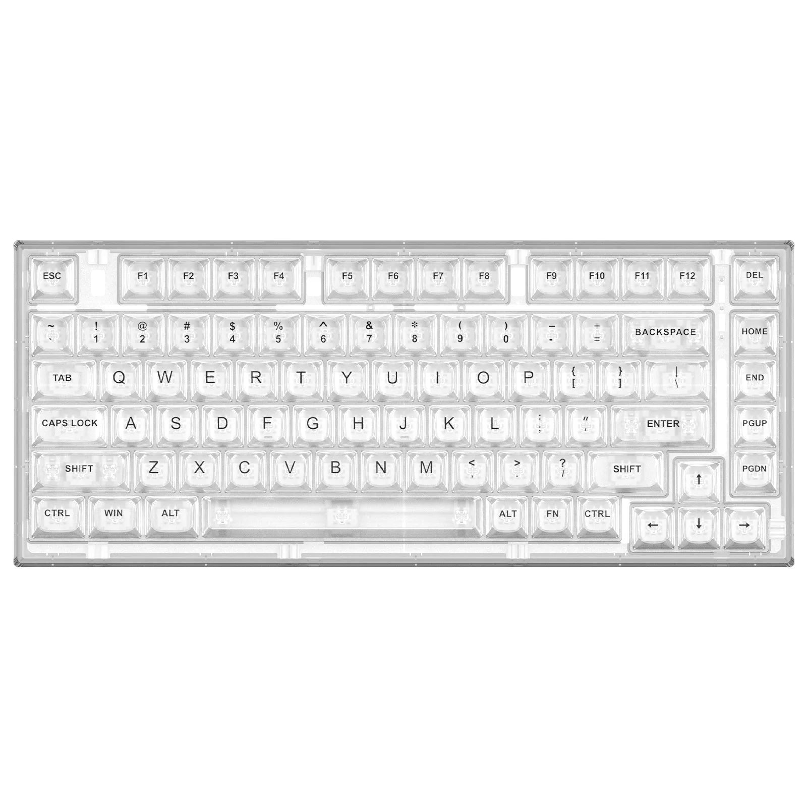 YUNZII X75 White 82 Keys Hot Swappable Wired Gasket Transparent Mechanical Keyboard