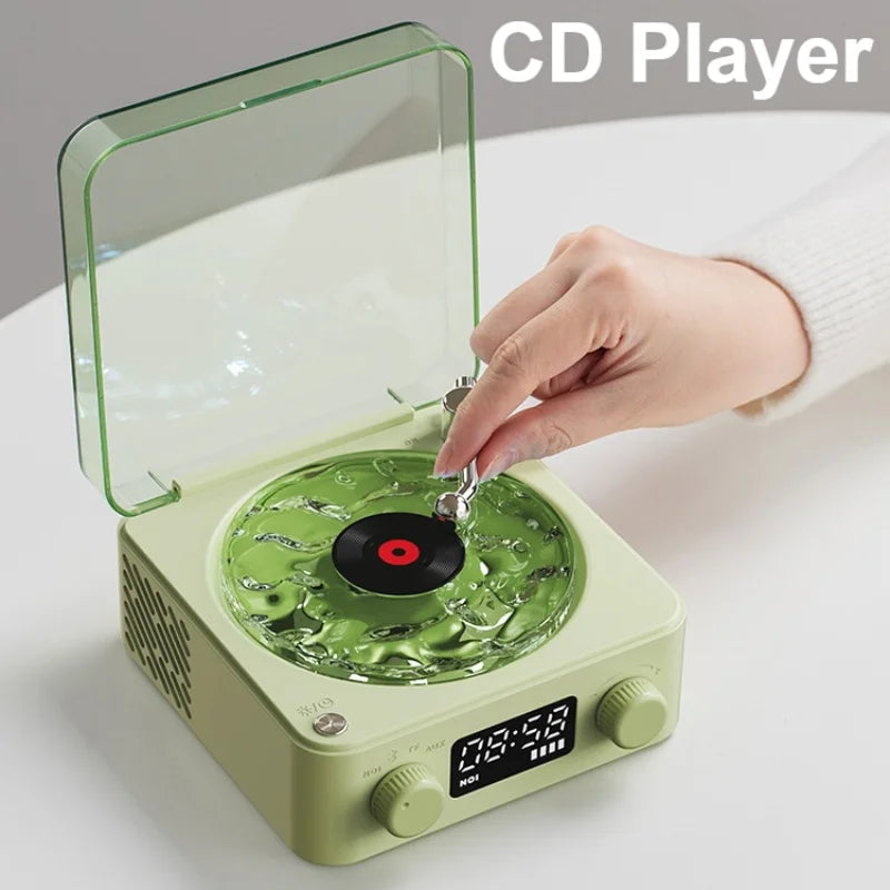 Vinyl Player Bluetooth Speaker with White Noise Retro Turntable Speaker Sleep Aid Vitrola Shaped Speaker with RGB Light
